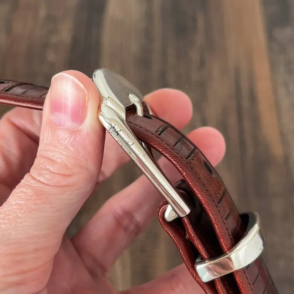 Mezlan Leather Belt Western Classic Paneled Made in Spain Mens Size 40 Brown Red
